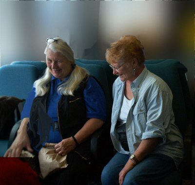Turid and Carolyn share a laugh on the ferry