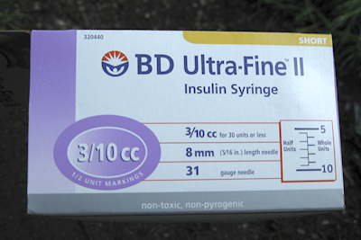 BD Ultrafine II insulin syringe box (side)